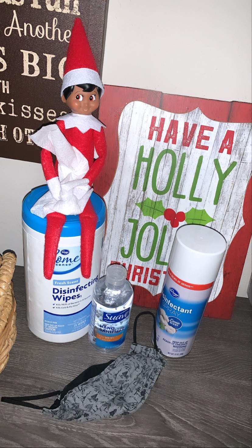 elf on the shelf ideas wipes and sanitizer