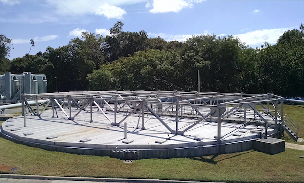 Primary clarifiers at HRSD’s Williamsburg Treatment Plant in Williamsburg, Virginia