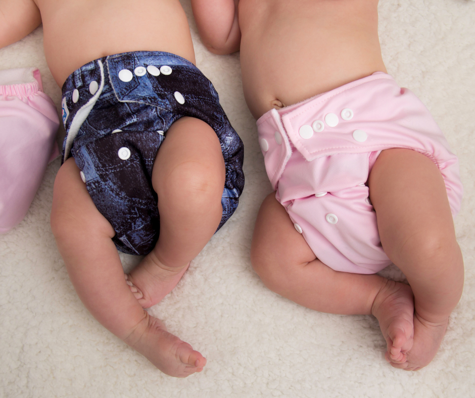Babies in cloth diapers
