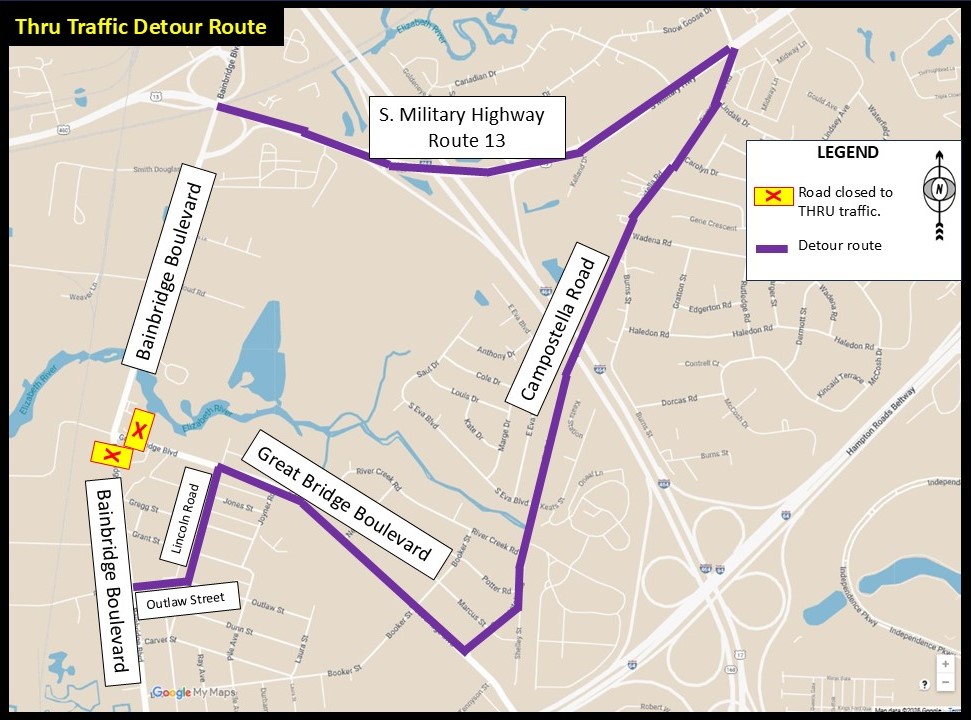 thru traffic detour route