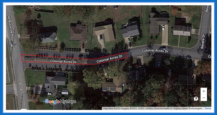 Colonial Acres Drive detour map