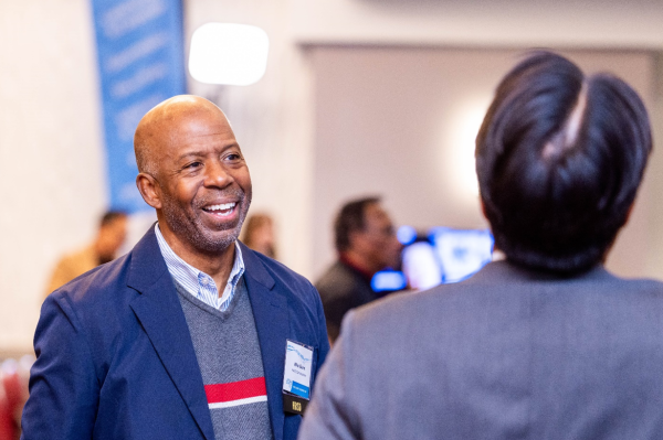 Attendees talk at the 2025 SWIFT Industry Day event in Newport News, Virginia